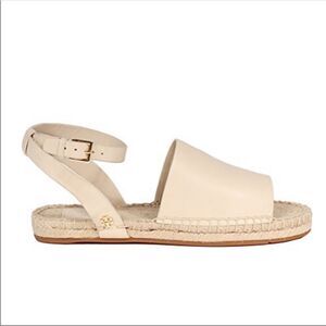 Tory Burch  Elegant Cream Leather Espadrille Sandals